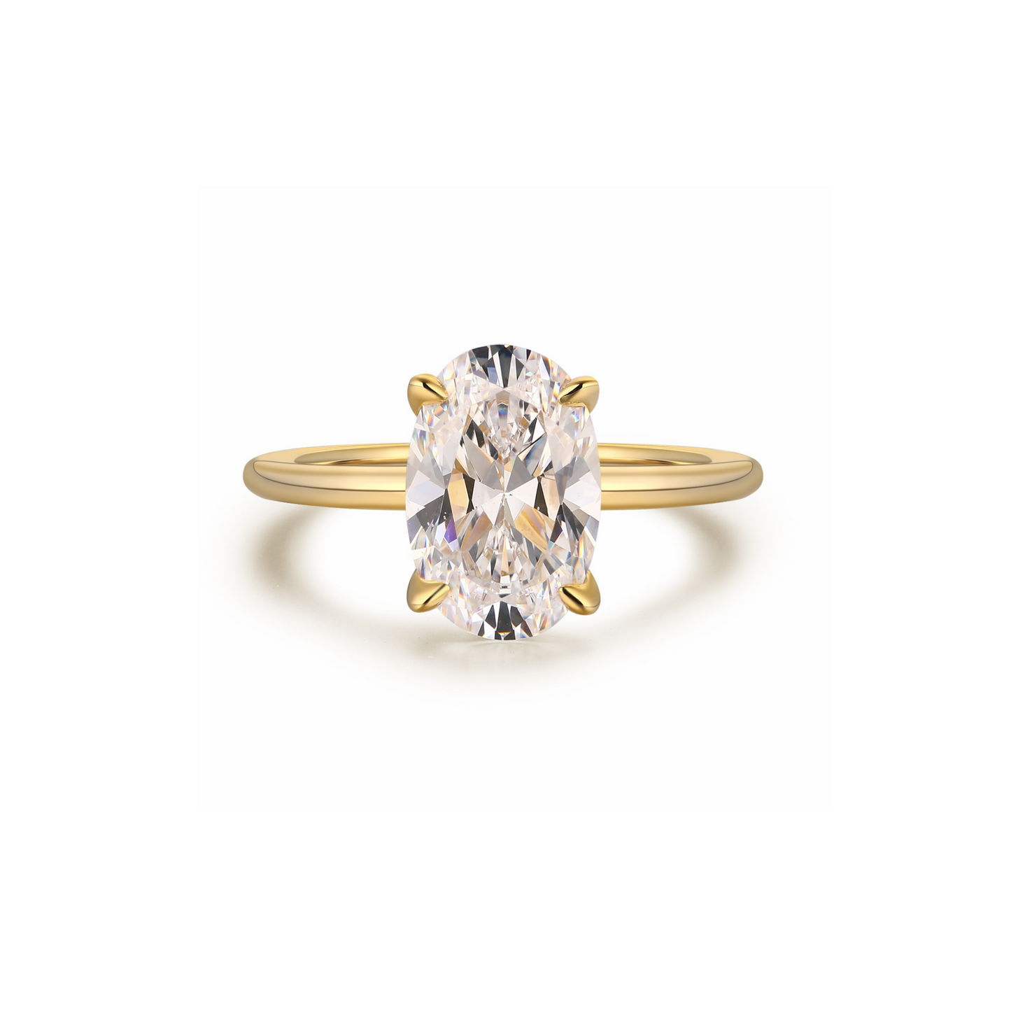 The Promise Ring Co. Oval Solitaire diamond simulant ring. In 18ct Gold Vermeil
