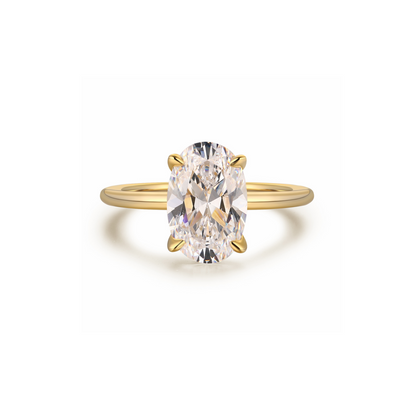 The Promise Ring Co. Oval Solitaire diamond simulant ring. In 18ct Gold Vermeil