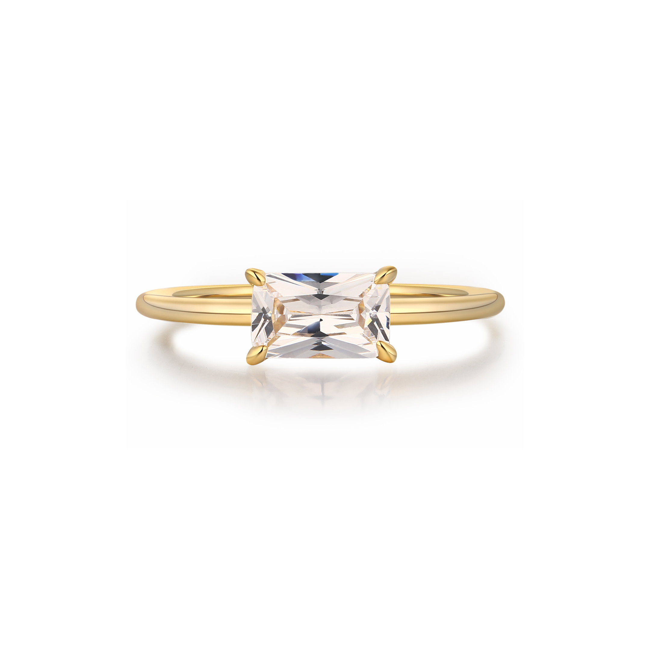 The Promise Ring Co. East-West diamond simulant ring in 18ct Gold or Sterling Silver.