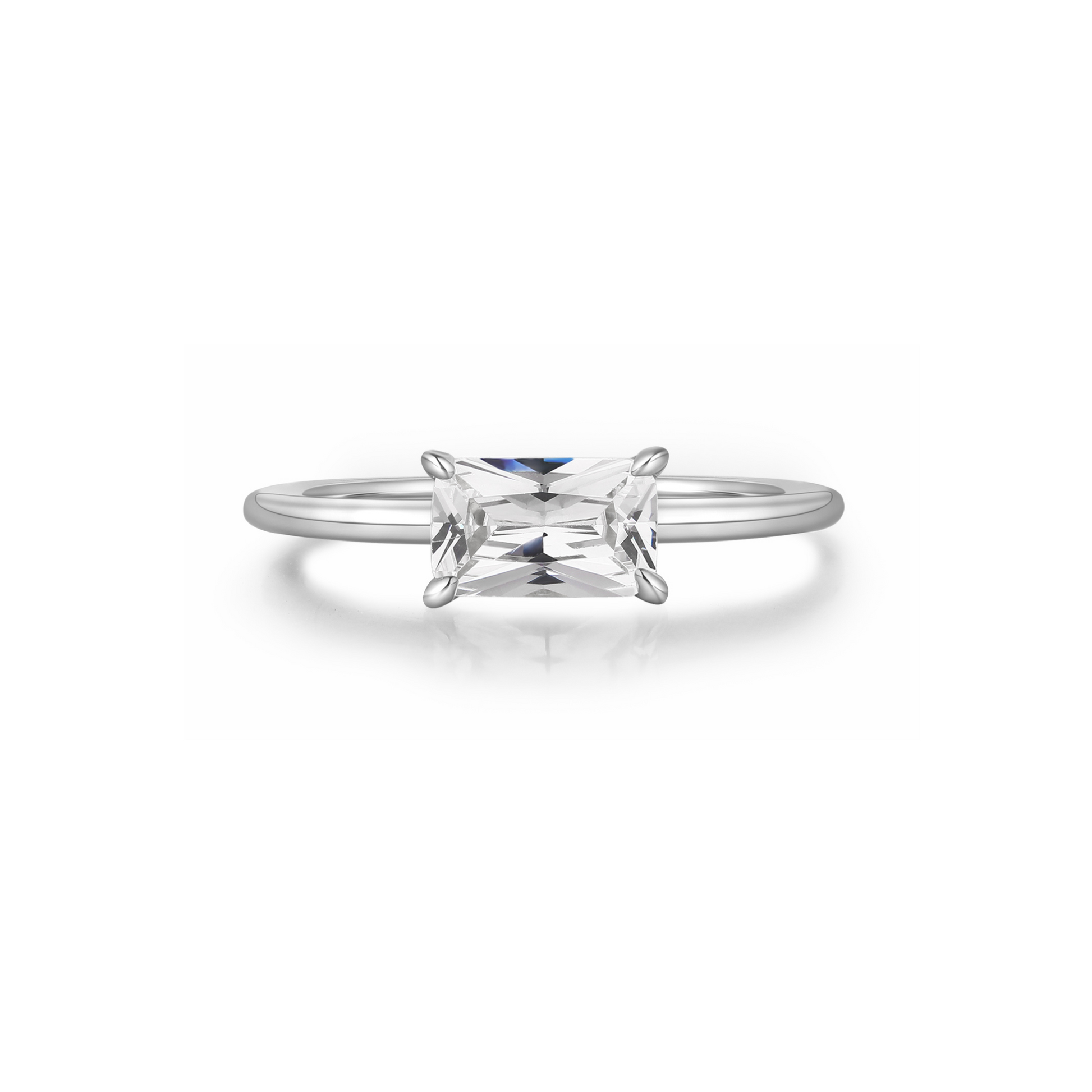 The Promise Ring Co. East-West diamond simulant ring in 18ct Gold or Sterling Silver.