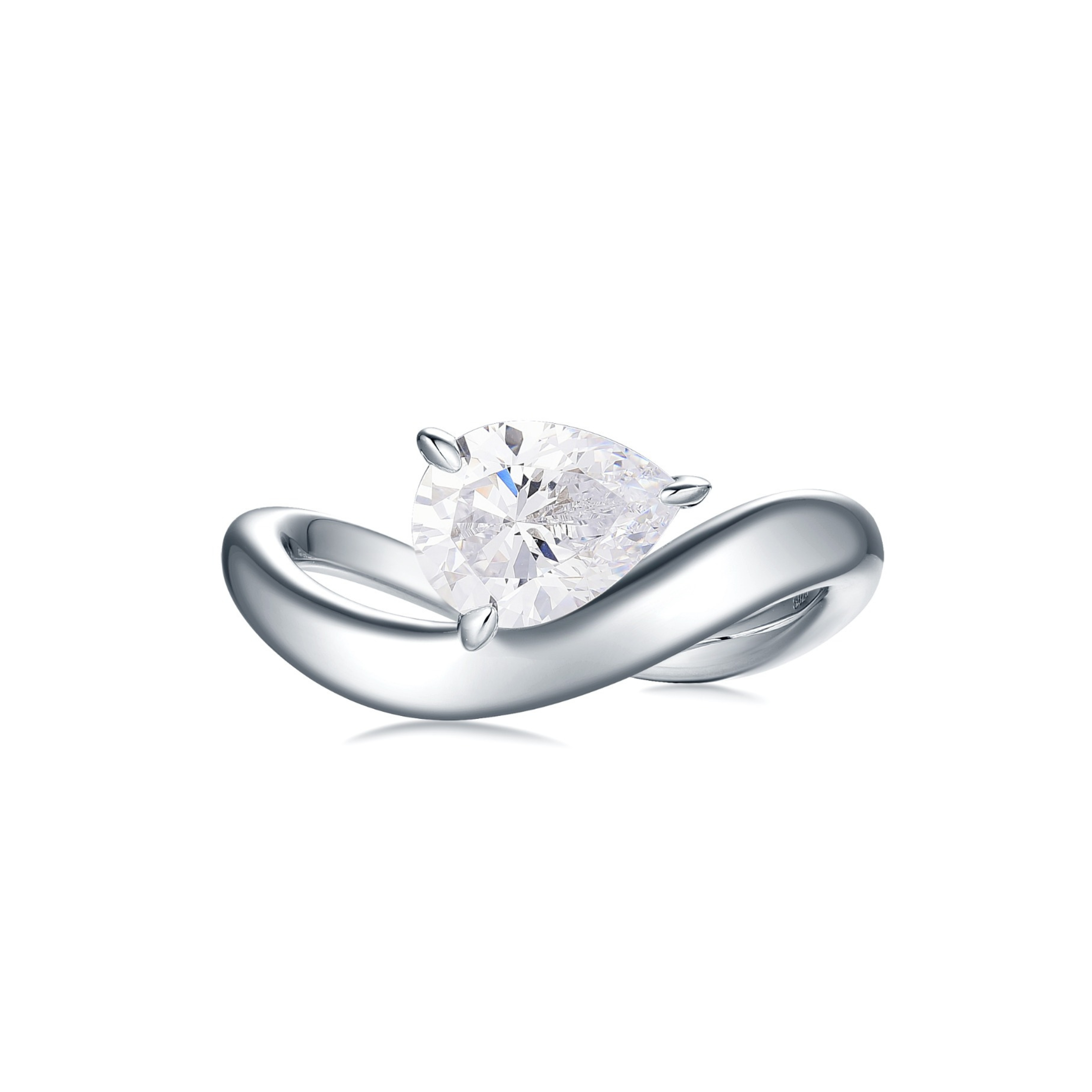 Curve band East-West Pear cut Promise Ring In Sterling Silver The Promise Ring Co.