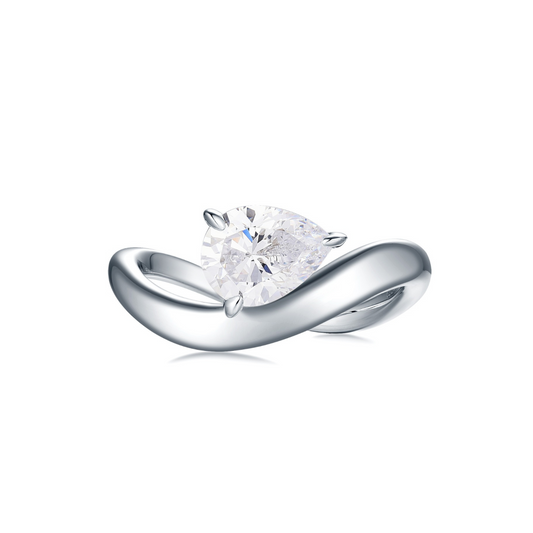Curve band East-West Pear cut Promise Ring. In 18ct Gold Vermeil. The Promise Ring Co. Wave band.