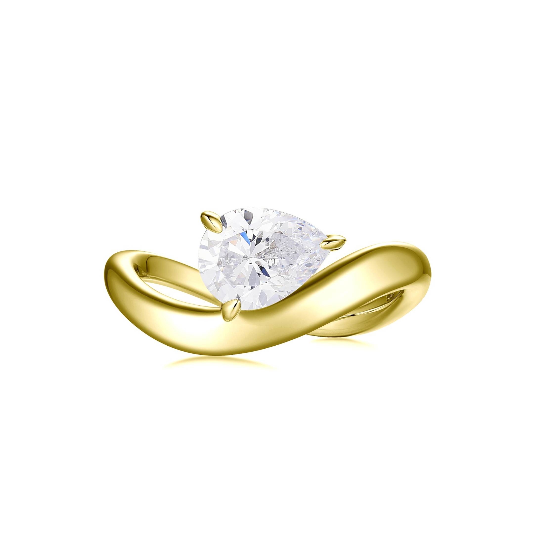 Curve band East-West Pear cut Promise Ring. In 18ct Gold Vermeil. The Promise Ring Co.