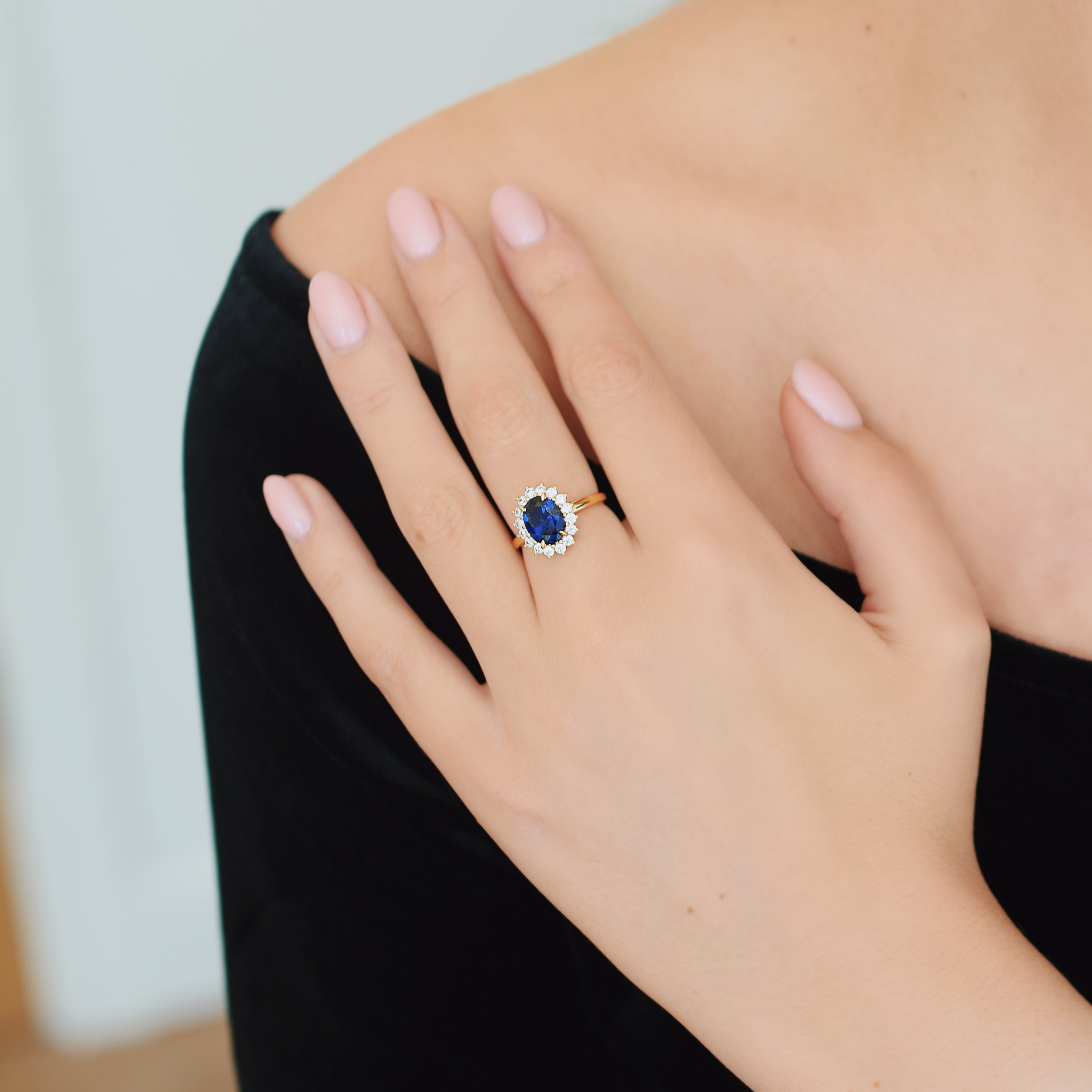 Diana Oval Sapphire Cluster Ring