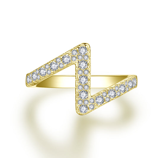 Zig-Zag flash Promise ring in 18ct Gold Vermeil. The Promise Ring Co.
