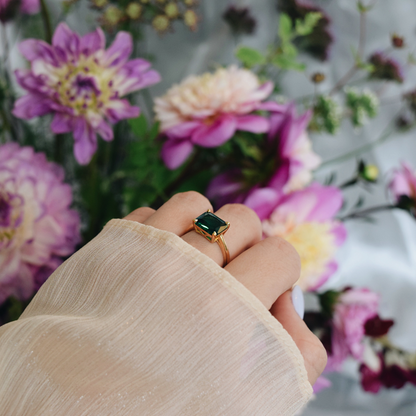 The Promise Ring Co. Emerald Green Promise Ring on 18ct Gold Vermeil Band