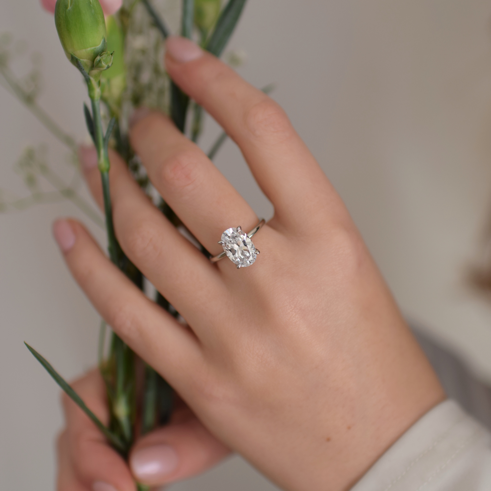 The Promise Ring Co. Oval Solitaire diamond simulant ring. In 18ct Gold or Sterling Silver.