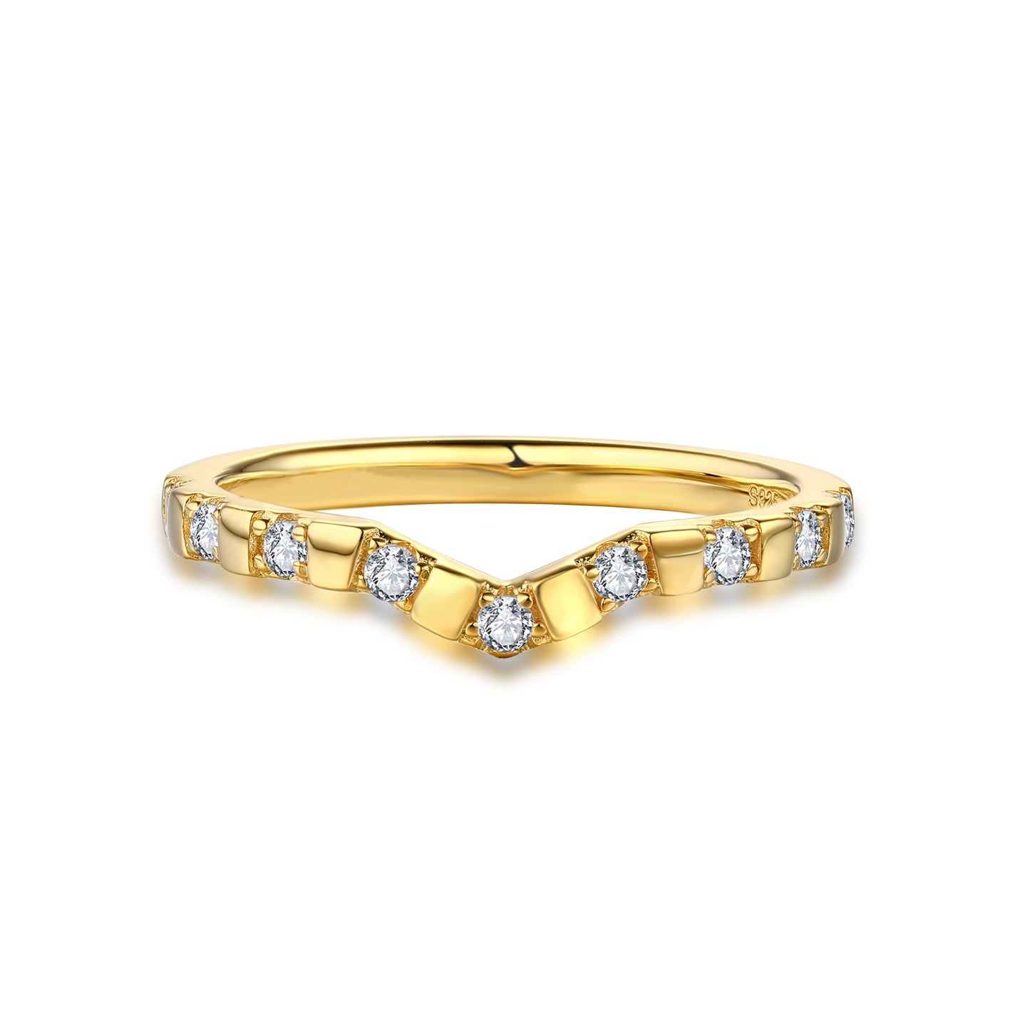 The Promise Ring Co. Connecting couples rings. A wishbone shape ring with unique diamond simulant band. In 18ct Gold