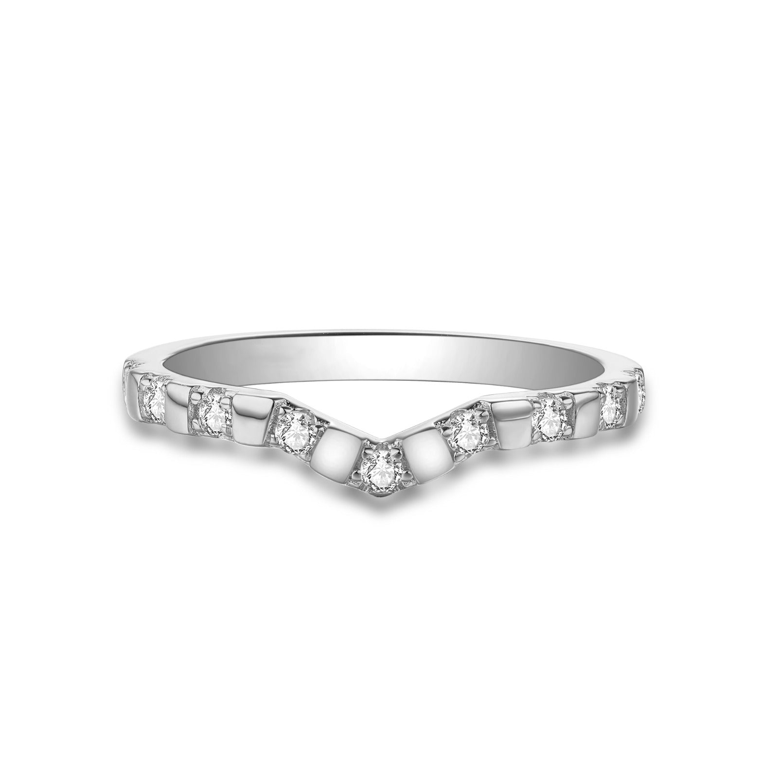 The Promise Ring Co. Connecting couples rings. A wishbone shape ring with unique diamond simulant band. In Sterling Silver.