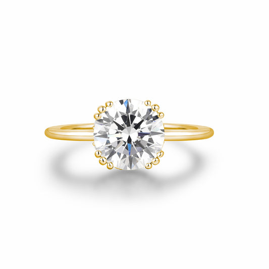 The Promise Ring Co. Circle Solitaire diamond simulant ring. Unique hidden halo. Shop in 18ct Gold or Sterling Silver.