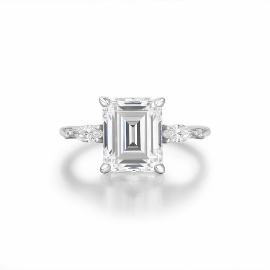 The Promise Ring Co. Rectangle shape emerald cut diamond simulant ring. In 18ct Gold or Sterling Silver.