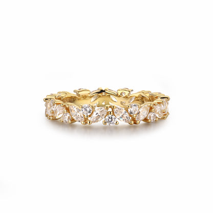 The Promise Ring Co. Cluster band diamond simulant ring. In 18ct Gold 