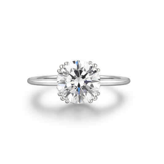 The Promise Ring Co. Circle Solitaire diamond simulant ring. Unique hidden halo. Shop in 18ct Gold or Sterling Silver.